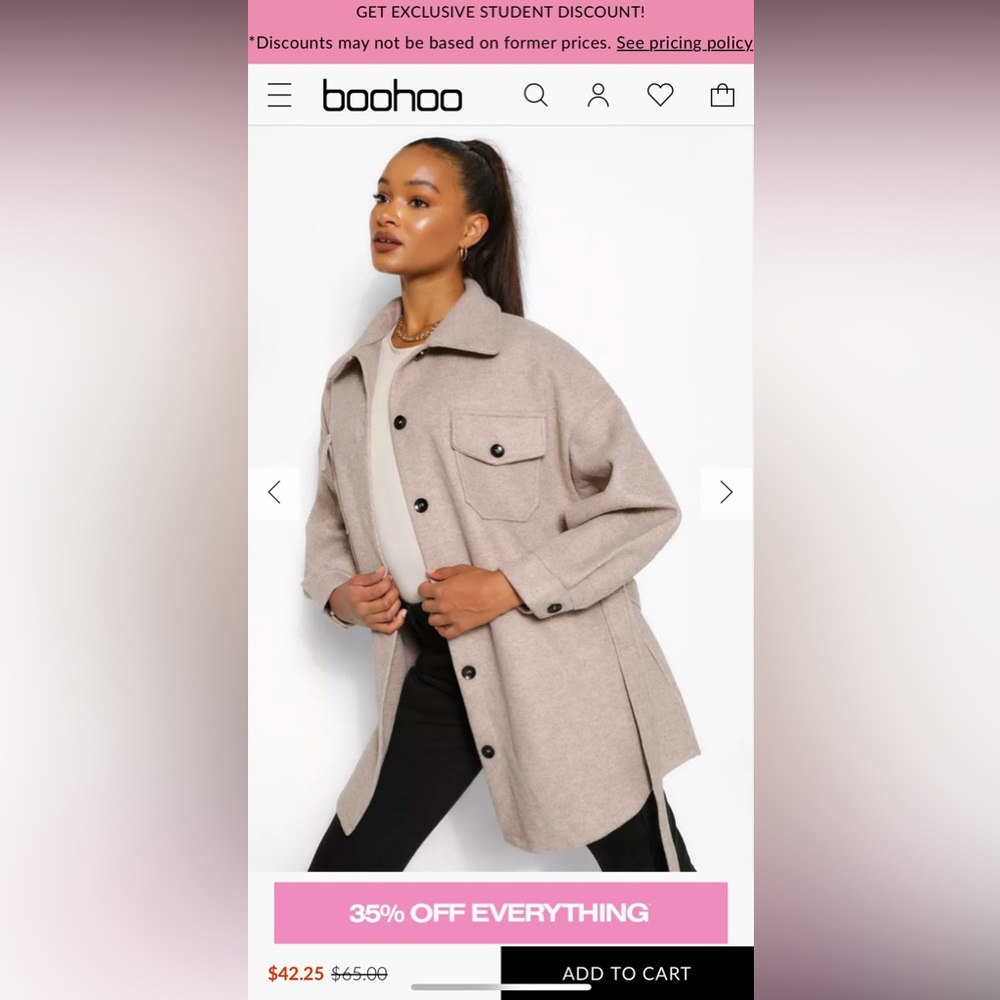 Boho Tall Belted Shacket Coat
